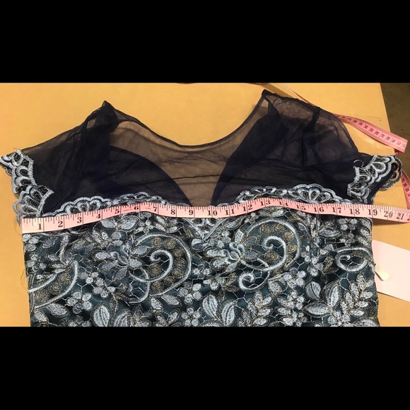 JS Collections Illusion Yoke Scroll Embroider Gown - Picture 10 of 12